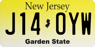 NJ license plate J14OYW