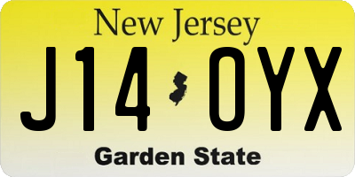 NJ license plate J14OYX