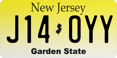 NJ license plate J14OYY