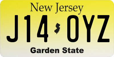 NJ license plate J14OYZ