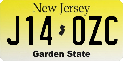 NJ license plate J14OZC