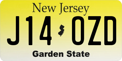 NJ license plate J14OZD