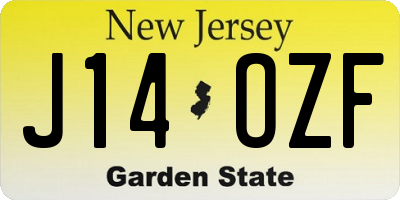 NJ license plate J14OZF