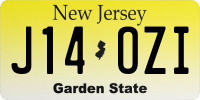 NJ license plate J14OZI