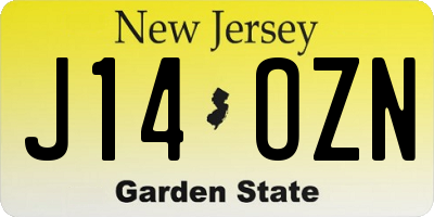 NJ license plate J14OZN