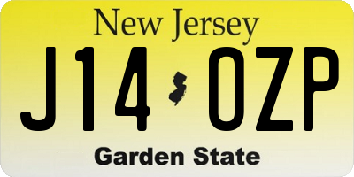 NJ license plate J14OZP