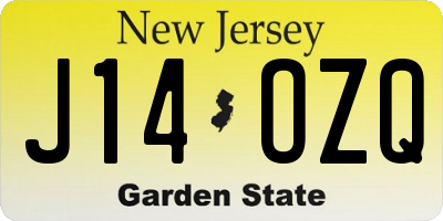 NJ license plate J14OZQ
