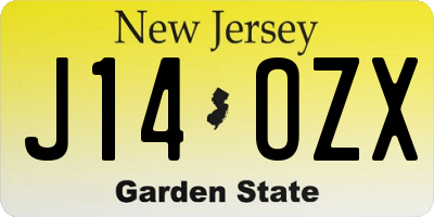 NJ license plate J14OZX