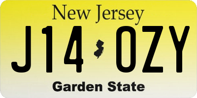 NJ license plate J14OZY
