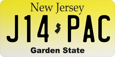 NJ license plate J14PAC
