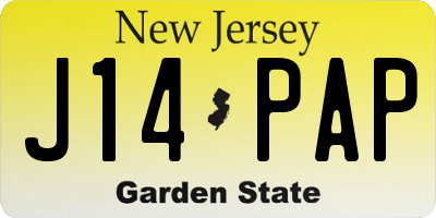 NJ license plate J14PAP
