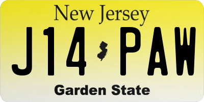 NJ license plate J14PAW