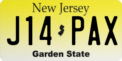 NJ license plate J14PAX