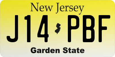 NJ license plate J14PBF