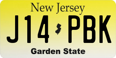 NJ license plate J14PBK