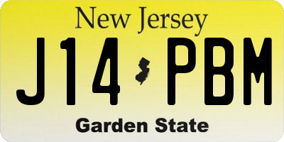 NJ license plate J14PBM