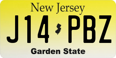 NJ license plate J14PBZ