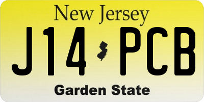 NJ license plate J14PCB