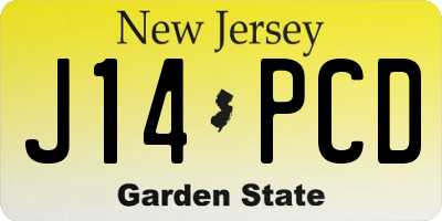 NJ license plate J14PCD