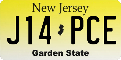 NJ license plate J14PCE