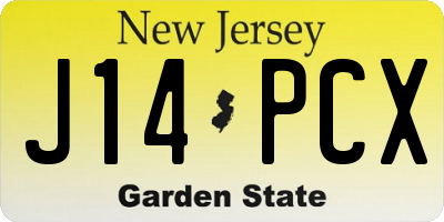NJ license plate J14PCX