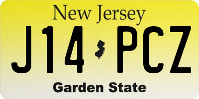 NJ license plate J14PCZ
