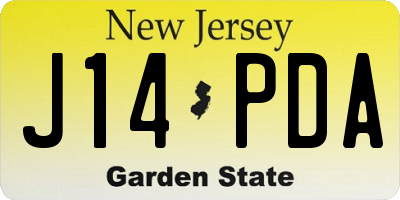 NJ license plate J14PDA