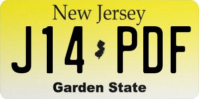 NJ license plate J14PDF