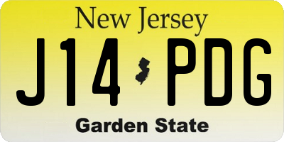 NJ license plate J14PDG