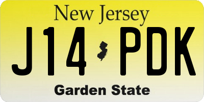 NJ license plate J14PDK