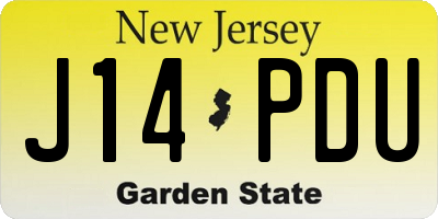 NJ license plate J14PDU