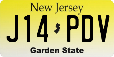 NJ license plate J14PDV