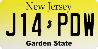 NJ license plate J14PDW