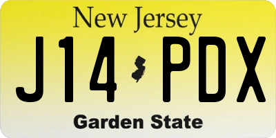 NJ license plate J14PDX