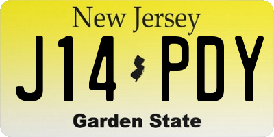 NJ license plate J14PDY