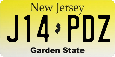 NJ license plate J14PDZ