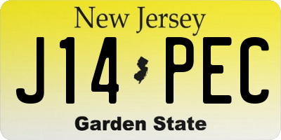 NJ license plate J14PEC