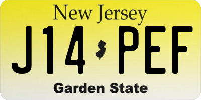 NJ license plate J14PEF