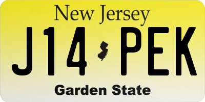 NJ license plate J14PEK