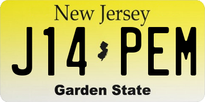 NJ license plate J14PEM