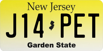 NJ license plate J14PET