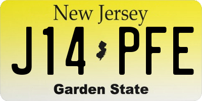 NJ license plate J14PFE