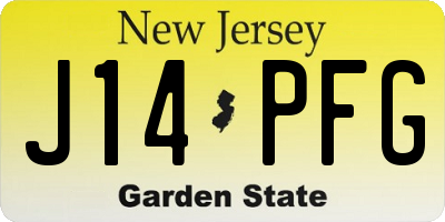 NJ license plate J14PFG