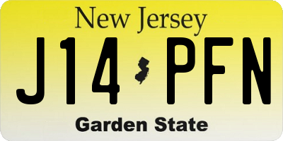 NJ license plate J14PFN