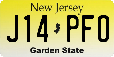 NJ license plate J14PFO