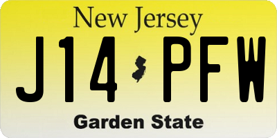 NJ license plate J14PFW
