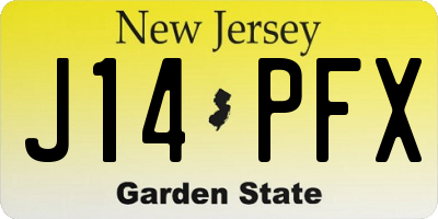 NJ license plate J14PFX
