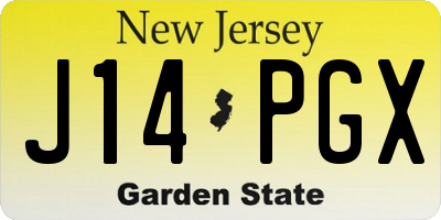 NJ license plate J14PGX