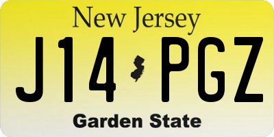 NJ license plate J14PGZ