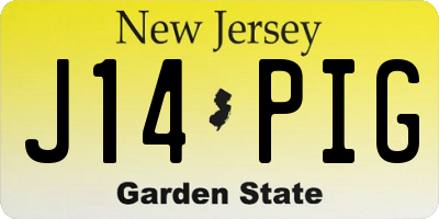 NJ license plate J14PIG
